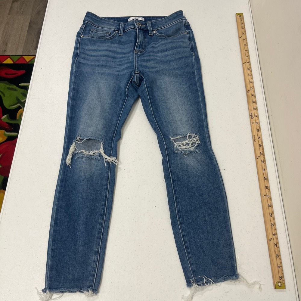 LC Lauren Conrad Skinny Jeans Womens‎ 6P Blue Distressed Raw Hem Stretch Denim
